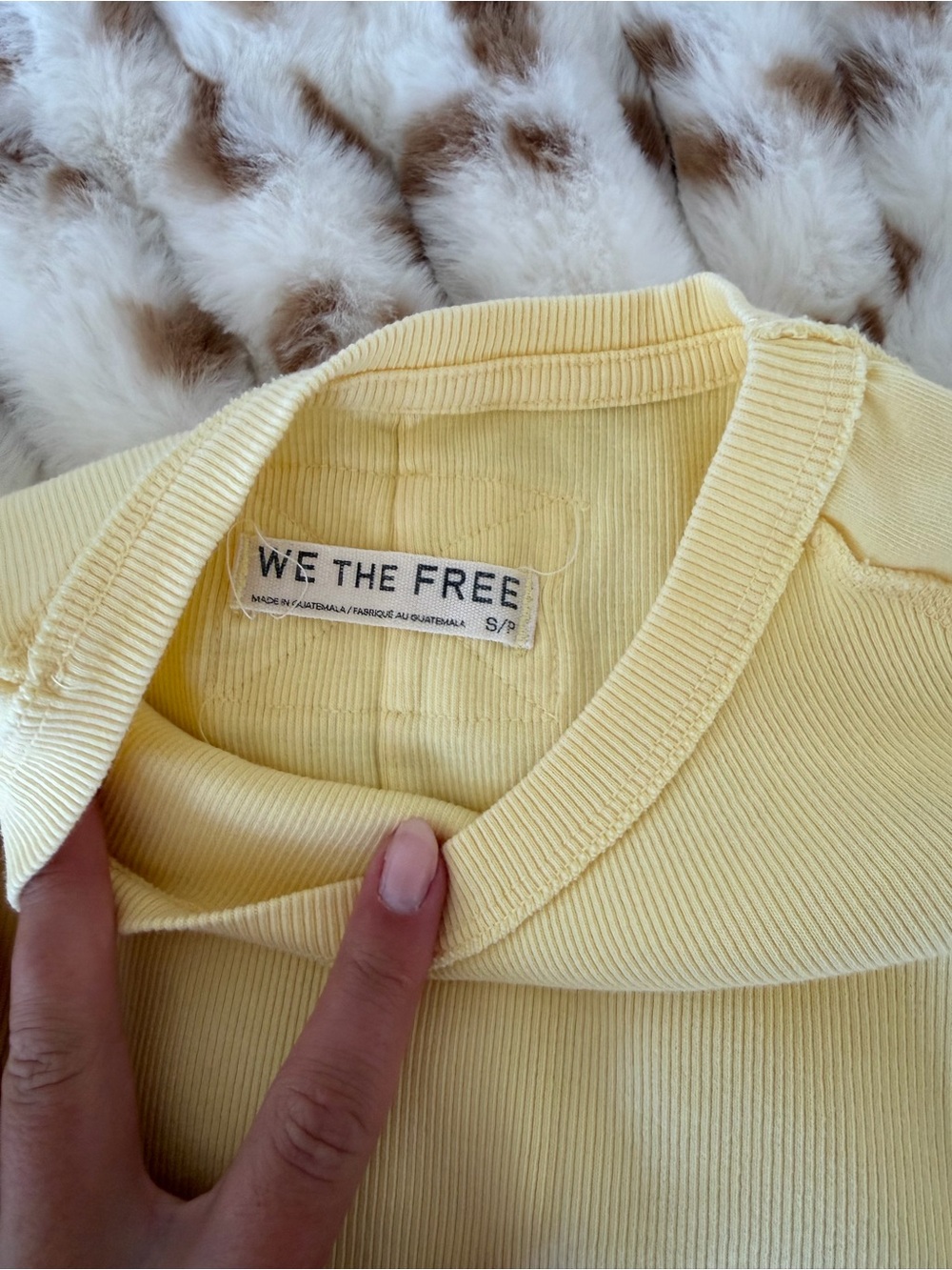 We The Free Pale Yellow Ribbed Crewneck Sweater